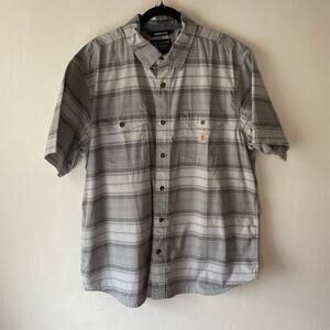 Carhartt Mens Rugged Flex Relaxed Fit Striped Button Up Shirt SZ XL Utility Work
